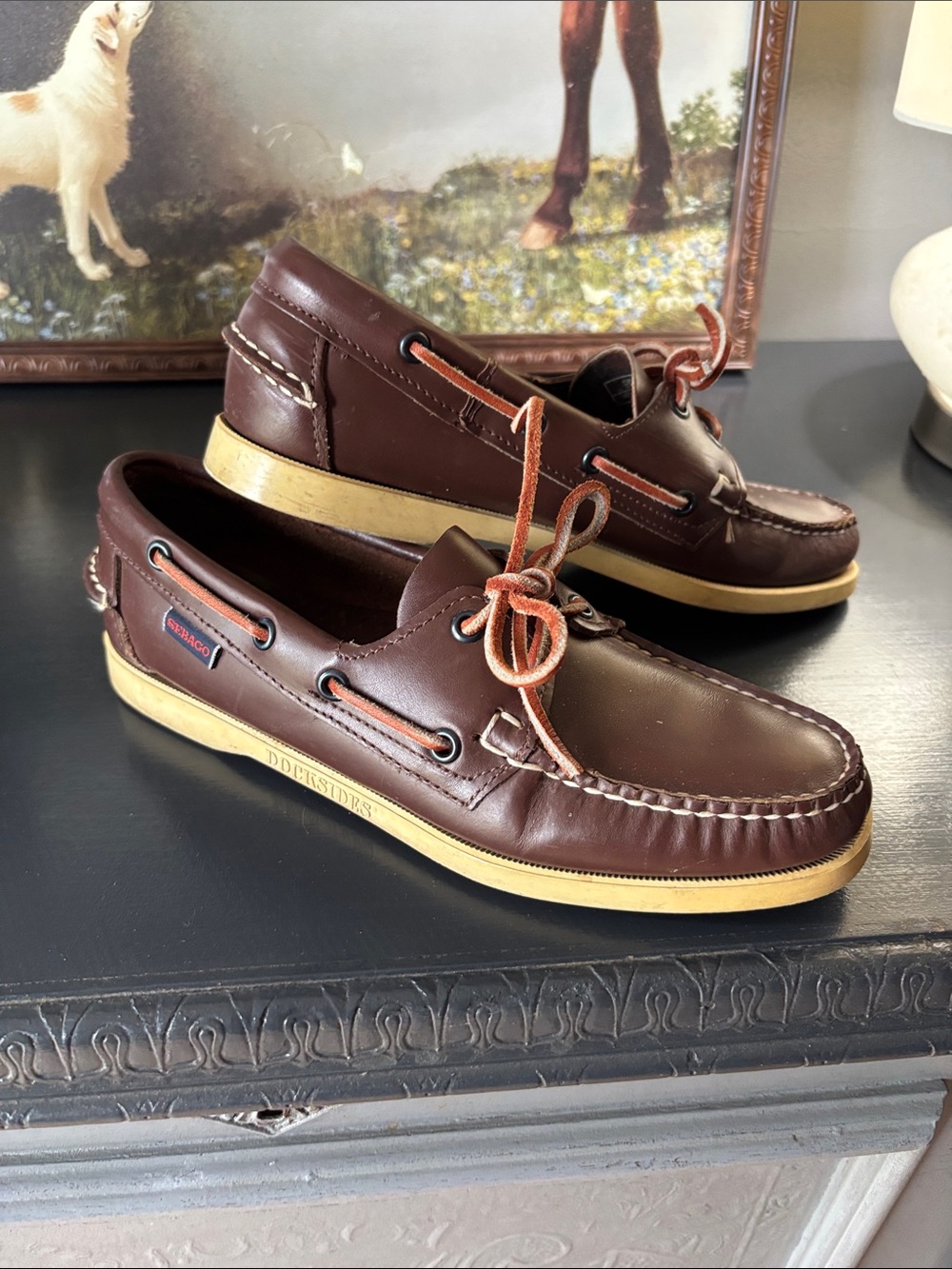 Sebago Brown Leather Boat Shoes with Tan Sole women’s.